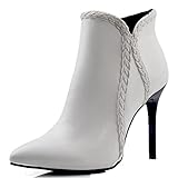 Kurze Stiefel für Damen Einfarbig Einfache Spitz Pu-Leder Booties Seitlicher Reißverschluss Warmes Futter Stiletto S