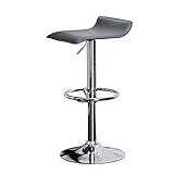 CYHWDHW Barhocker, moderner Ledersessel, hochrotierender Chromfußhocker, 5 Farben, 60-80cm (Farbe: grau),1