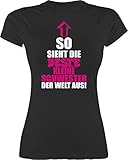 Schwester und Tante Geschenk - Beste kleine Schwester - L - Schwarz - Geschenk - L191 - Tailliertes Tshirt für Damen und Frauen T-S