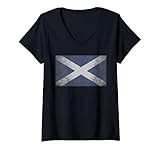 Damen Scottish Scotland Flag Pride Country Nation Souvenir Gift T-Shirt mit V