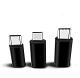 3er-Set USB-C-zu-Micro-USB-Adapter USB-Typ C (männlich) zu Micro-USB-Buchse (weiblich) Synchronisierungs- und Ladeanschluss für Android-Mobiltelefone, Macbooks, iOS-Geräte usw. (Schwarz)