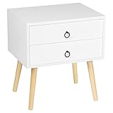 QIFFIY Nachttisch 1 Stück Weiße graue Nachttische mit 2 Schubladen Nachttisch Moderne Kaffee Tee Lagerschrank Holzbeine Schlafzimmer Wohnmöbel Beistelltisch Nachtschrank (Color : White)