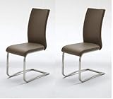 MJC 2X Cappuccino Freischwinger Arco Schwingstuhl Polsterstuhl Esszimmerstuhl Kunstleder Stahl Stuhlset' (Cappuccino)