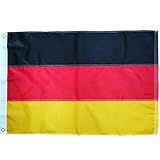 Bundes und Deutschland Fahne Deutsche Flagge mit Messing-Ösen 60*90cm 210D Nylon-Material mit Genähten Streifen Premium Wetterfeste Flaggen für Draußen und Drinnen (60*90cm)