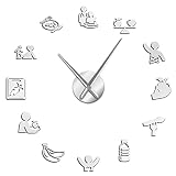 Wanduhr Ernährung Pflege Gesundes Essen Ernährungsberater Wandkunst Hängende Wanduhr DIY Spiegel Aufkleber Küche Esszimmer Stumme W