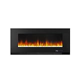 Amazon Basics – Elektrischer Kamin und Heizgerät, 107 cm, zur Wandmontage, LED, mehrfarbig, 3D-Design, mit Fernbedienung, 1300 W