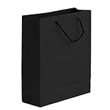 10 Stück Verdickte Papiertüten mit Henkel Geschenktüten Papiertragetaschen Geschenktaschen Kraftpapier Tüten Geschenktüten für Lebensmittel Backen Merchandise Boutique Einzelhandel Schwarz 28*10*33