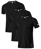 Holure Herren 3er Pack Sports Atmungsaktiv Schnelltrocknend Kurzarm T-Shirts Schwarz/Schwarz/Schwarz L EU L=US M