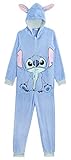 Disney Stitch Onesie, Vlies Pyjama Kinder, Tier Kostüme Schlafanzug Kinder, Kuschelig Jumpsuit Mädchen Jungen, Kinder Geschenke (7/8 Jahre)