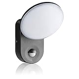 SEBSON LED Aussenleuchte mit Bewegungsmelder IP65, Wandleuchte anthrazit 15W 1300lm kaltweiß 6000K schwenkbar, Außenwandleuchte Sensor 9m / 140°