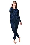RAIKOU Damen Hausanzug Trainingsanzug Velours Nicki Freizeitanzug Jogginganzug Schlafanzug Kapuzenpullover mit Reißverschluss Hose mit Kordelzug und Taschen (Nachtblau,36/38)