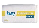 Knauf Fugenfüller leicht zum Verspachteln von Gipsplatten mit HRK/HRAK, mit Fugen-Deckstreifen, 25 kg – Gips-Spachtel, sehr ergiebige Füllspachtel-Masse, Hellg