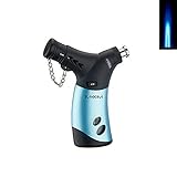 Bulentini Sturmfeuerzeug Maxim Blue Jet Flame Turbo Feuerzeug Torch mit arrettierbarer Jetflamme mit Schutzkappe Outdoor geeignet (SkyBlue - 1 Feuerzeug)