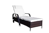 MK Outdoor Rattanliege Lounger Deluxe-B, belastbar bis 165 kg, inklusive Bequeme abwaschbarer Auflage und Kopfkissen, braun, Gartenliege, Relaxliege, Liegestuhl, Sonnenliege, Rattanmöbel O