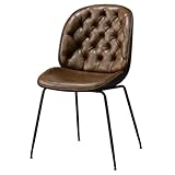 Moderner Esszimmerstuhl aus Leder, Akzentstühle für Wohnzimmer mit Metallrahmen | Club Lounge Küchenstühle ohne Armlehnen Stühle für Küche Z