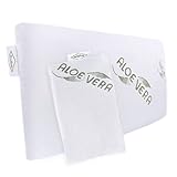 MaxxGoods Kissen orthopädisches HWS Nackenstützkissen 42x70x12cm aus Visco-Gelschaum Kopfkissen in Premium Qualität inkl. 1x weißer Schutzbezug aus 100% Baumwolle und 2X Schutzbezüge aus Aloe V