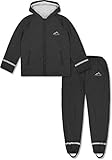 normani Outdoor Sports Kinder wasserdichter Regenanzug Set aus Regenjacke und Regenhose für Jungen und Mädchen 5000 mm Wassersäule - 100% Winddicht und wasserdicht Farbe Schwarz Größe M/134-140