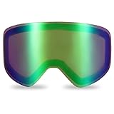 devembr Rosa-grüne Torische Scheibe für zylindrisch Skibrille PRO, Magnetische Wechsellinse, Rahmenlose Snowboard-Brille Antibeschlag, UV-Schutz, für Skilauf Schneemobil Skating (NUR Linse, VLT 45%)