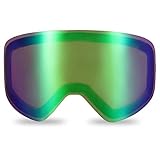 devembr Rosa-grüne Torische Scheibe für zylindrisch Skibrille PRO, Magnetische Wechsellinse, Rahmenlose Snowboard-Brille Antibeschlag, UV-Schutz, für Skilauf Schneemobil Skating (NUR Linse, VLT 45%)