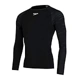 Speedo Sports Langarm Herren Rash Top, Schwarz/Oxid Grey, L