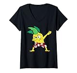 Damen Ananas Obst Frucht Früchte Dabbing Dab Tanzen Vintage Retro T-Shirt mit V