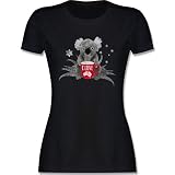 Kontinente - I Love Australien Koala - M - Schwarz - Koala Tshirt - L191 - Tailliertes Tshirt für Damen und Frauen T-S