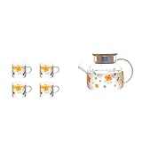 Glaskrug/Glaskanne Glaswasserkrugset mit Becher Haushaltsfruchtkaffeekanne Große Kapazität Wasserkocher Teekanne for Saft Tee Eiswasser Getränk Wasserkrug/Glaskaraffe ( Color : 1L kettle 4 cups )