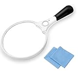 ELZO Lupe mit Licht 2X 4X 10X, Beleuchtete Leselupe Vergrößerungsglas mit 3 LED, Hohe Klarheit & Leichtgewicht Handlupe für Senioren, Juwelier, Handwerk, Bü