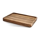 Tim Mälzer Akazienholz Schneidebrett mit Saftrille & Griffmulde, Holzbrett, Küchenbrett - 43 x 32 x 4