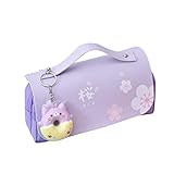 ZHINTE Mäppchen Handheld 3-Schicht-Stift-Etui Dekompressions-Stift-Tasche mit abnehmbarem Cartoon-Schlüsselanhänger Dekorativer Stifthalter für Teenager-S