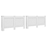 Heizkörperabdeckung 2 Stk. Kühlerabdeckung mit Sternloch MDF Heizkörper Verkleidung Abdeckung Moderne Heizung Möbel Schrank Regal für Zuhause und Büro Weiß 152×19×81,5