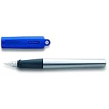 LAMY nexx Füllhalter 087 - Füller aus Aluminium in der Farbe Blau mit rutschfestem Griffstück und Stahlfeder - Federstärke A (Anfänger)