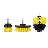 TGUS 3/4 Stück Bohrbürsten Bohrmaschine Bürstenaufsatz Bohrbürsten Befestigung Scrubber Reinigung Kit Drill Brush Befestigung Scrubber Reinigungsbürste Felgenbürste Set Für Autos Küchen(Gelb 3 Stück)