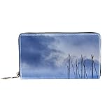 Damen Geldbörse mit Reißverschluss und Handy, Clutch, aus Leder, Clutch, Kartenhalter, Organizer für Handgelenke, B