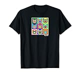 Tangie Marie Katzen-Umriss, bunte Quadrate T-S