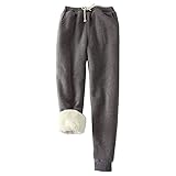 #N/D Damen Hose Warm Gefüttert Sweatpants Jogger Winter Lounge Walking Fleece Hose Sweatpants Damen Vintage Jogging Sp