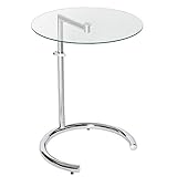 Invicta Interior Design Beistelltisch Effect 50-70 cm Chrom Glas höhenverstellbar Tisch Glasplatte Glastisch Sofab