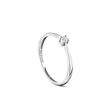 Miore Schmuck Damen 0.05 Ct Diamant Verlobungsring mit Solitär Brillant Ring aus Weißgold 9 Karat/ 375 G
