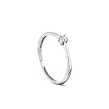 Miore Schmuck Damen 0.05 Ct Diamant Verlobungsring mit Solitär Brillant Ring aus Weißgold 9 Karat/ 375 Gold- Ringgröße 48