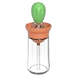 Ölflaschenbürste | Glasflasche und Pinsel 2-in-1, Ölpinsel, Silikon-Tropffer, Messölspender, Flasche, Küche, Kochen, Backen, Gebäckpinsel, Orange / Grü