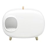 OFAY Katzentoilette Mit Kapuze Kunststoff-Katzentoilette Semi-Closed Anti-Splash Wiederverwendbare Katzentoiletten Reinigungstücher Für Katzentoiletten Katzenstreu,Weiß