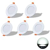 Yafido 5er 230V LED Einbaustrahler Dimmbar 5W (40W Halogen) 500lm 6000K KaltWeiß LED Einbauleuchten Spots Deckenlampe mit LED-Treib
