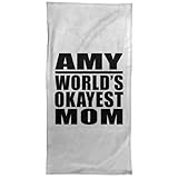 Designsify Amy Worlds Okayest Mom - Hand Towel 15x30 Zoll Weiche Handtuch Kür Kochen - Geschenk zum Geburtstag Jahrestag Weihnachten Valentinstag