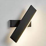 Ahzhlb 360-Grad-Drehung Wandleuchte Gebürstetes Aluminium Schwarz Rechteckige Wandleuchte，Moderne Einfache Acryl-Wandleuchten 8W LED-Wandleuchten Für Schlafzimmer N