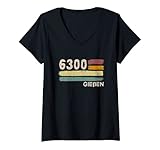 Damen 6300 Gießen Retro Postleitzahlen Alte PLZ Vintage T-Shirt mit V