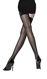 Marilyn transparente halterlose Naht-Strümpfe, 20 Denier, Größe 36/38 (S/M), Farbe Schwarz (black & black)