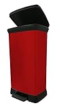 Curver 02162-931-00 Abfallbehälter Deco B Metallics mit Pedal, 50 L, rot/schw