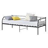 [en.casa] Metall-Tagesbett Falun 90x200 cm Bettgestell Jugendbett Metallbett Einzelbett Schw