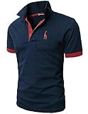 GHYUGR Poloshirt Herren Einfarbig Stickerei Kurzarm Polohemd S-XXL (L, Blau+Rot)