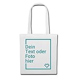 Spreadshirt Personalisierbarer Beutel Selbst Gestalten mit Foto und Text Wunschmotiv Stoffbeutel, Weiß